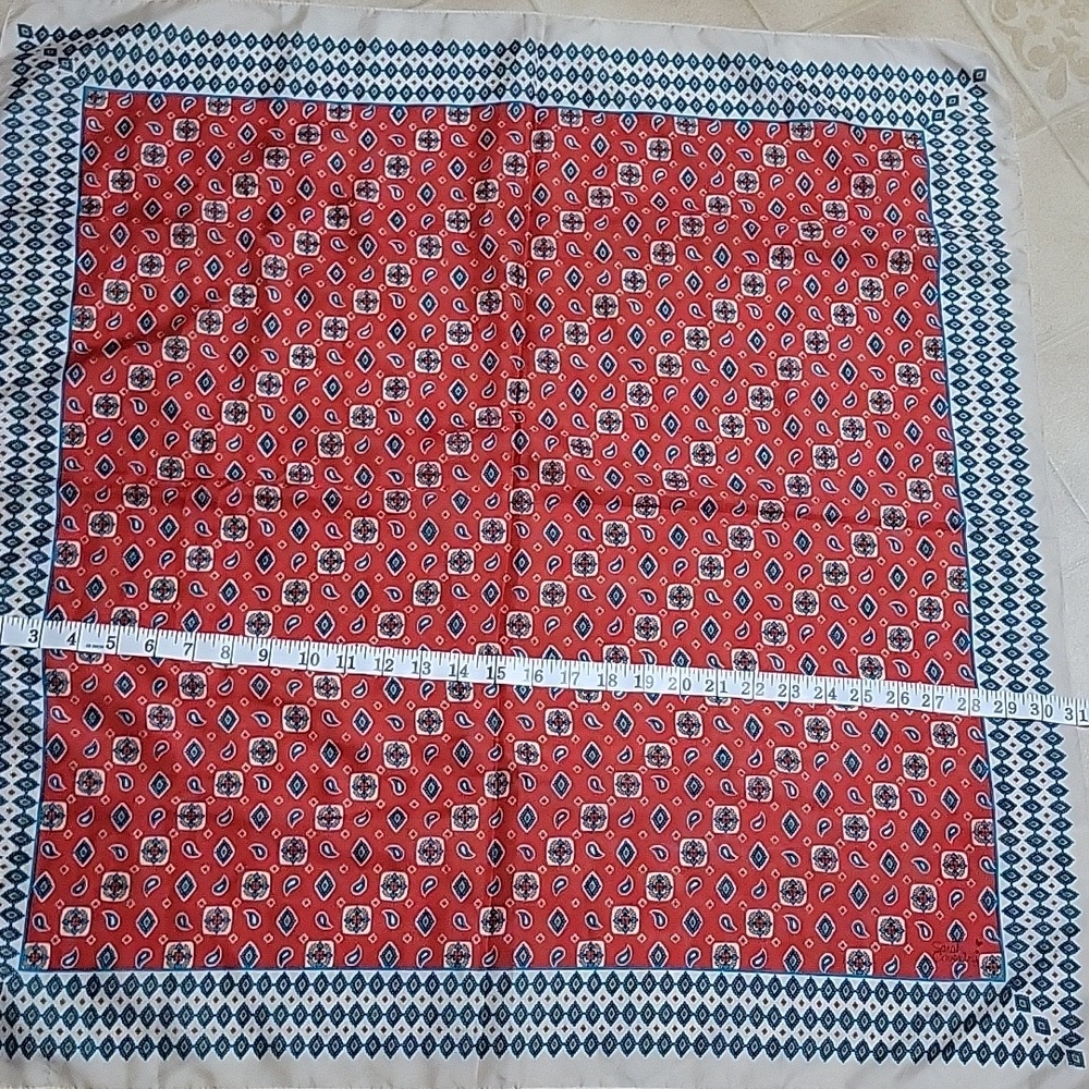 Vintage Sarah Coventry Paisley-Inspired Geometric Scarf | 31” | Made in Italy - Picture 8 of 11